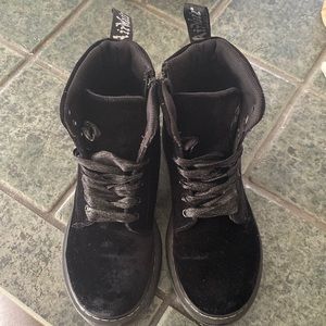 Doc Marten black velvet boots